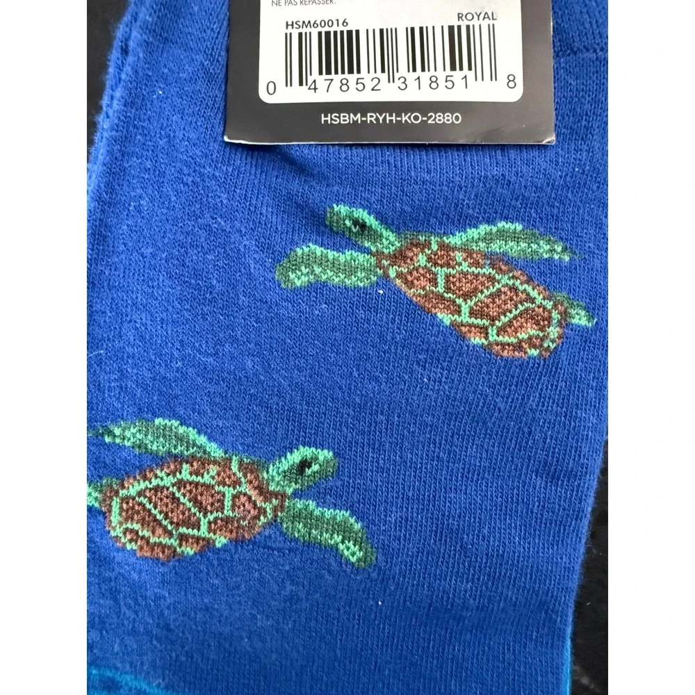 Hot Sox Mens North Carolina Lighthouse Sea Turtle Crew Socks Royal Blue HSM60016